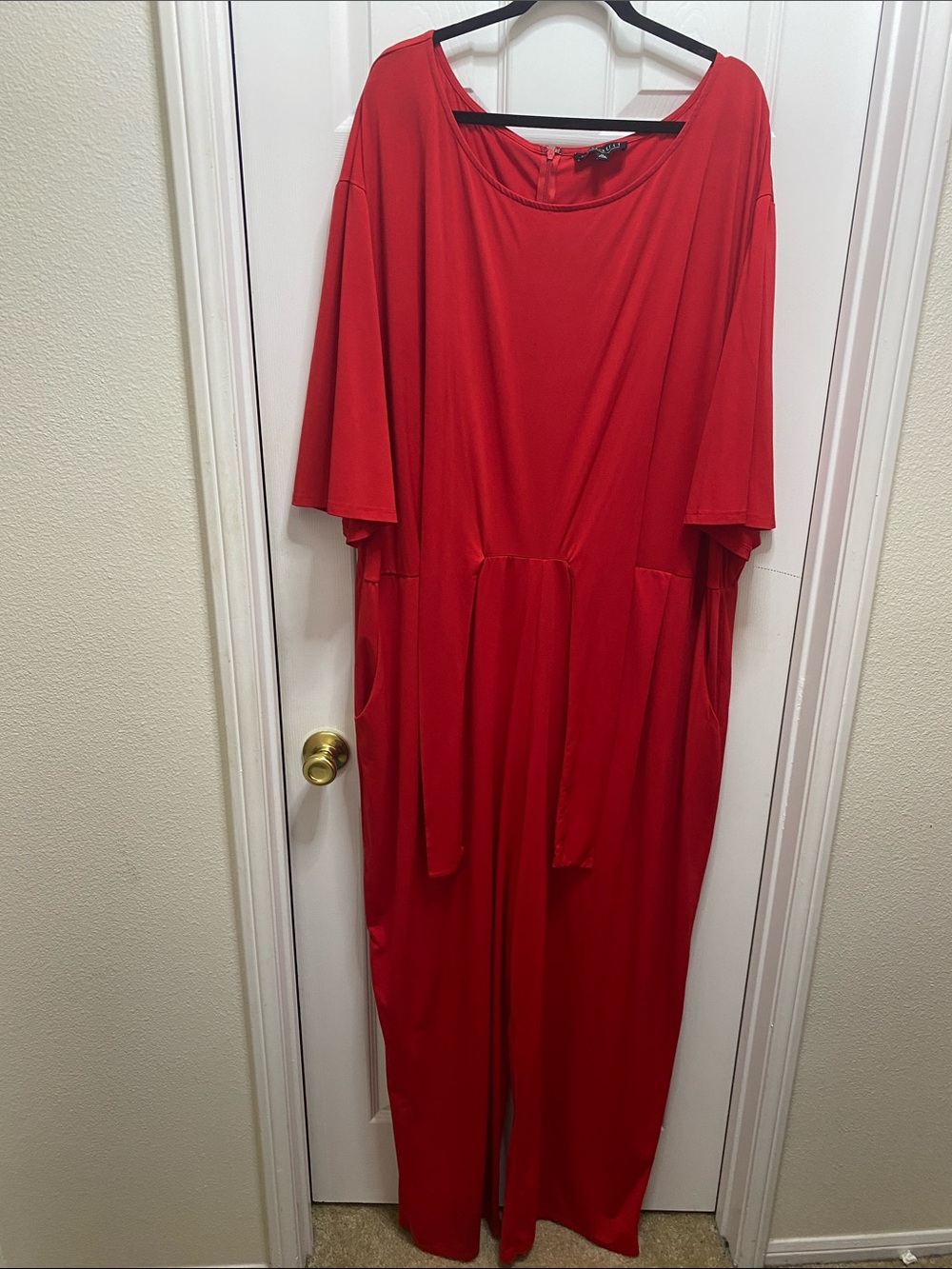 Eloquii Red Maxi Jumpsuit with Waist Tie